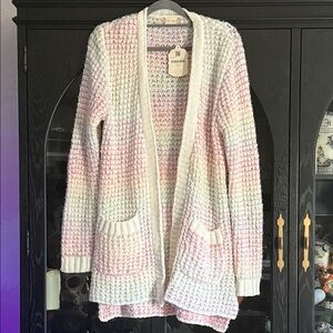 Altar’d State Pink and Cream Knit Cardigan